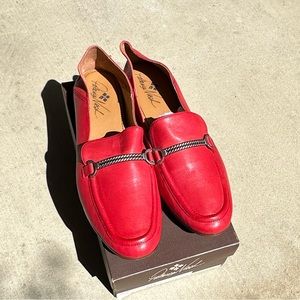 Red flat loafers